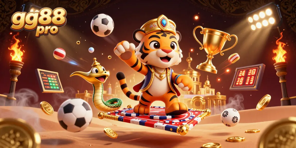 Betting with gg88 pro in a vibrant online casino scene featuring sports balls and golden elements.
