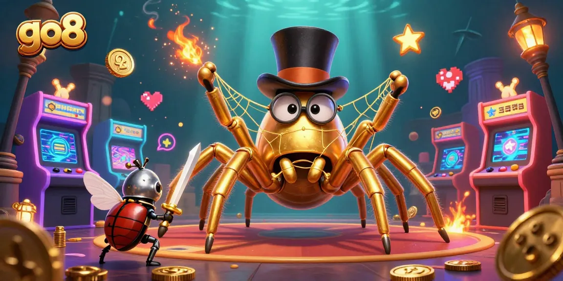 Join the excitement at go8's vibrant gaming scene with thrilling characters and colorful casino elements.