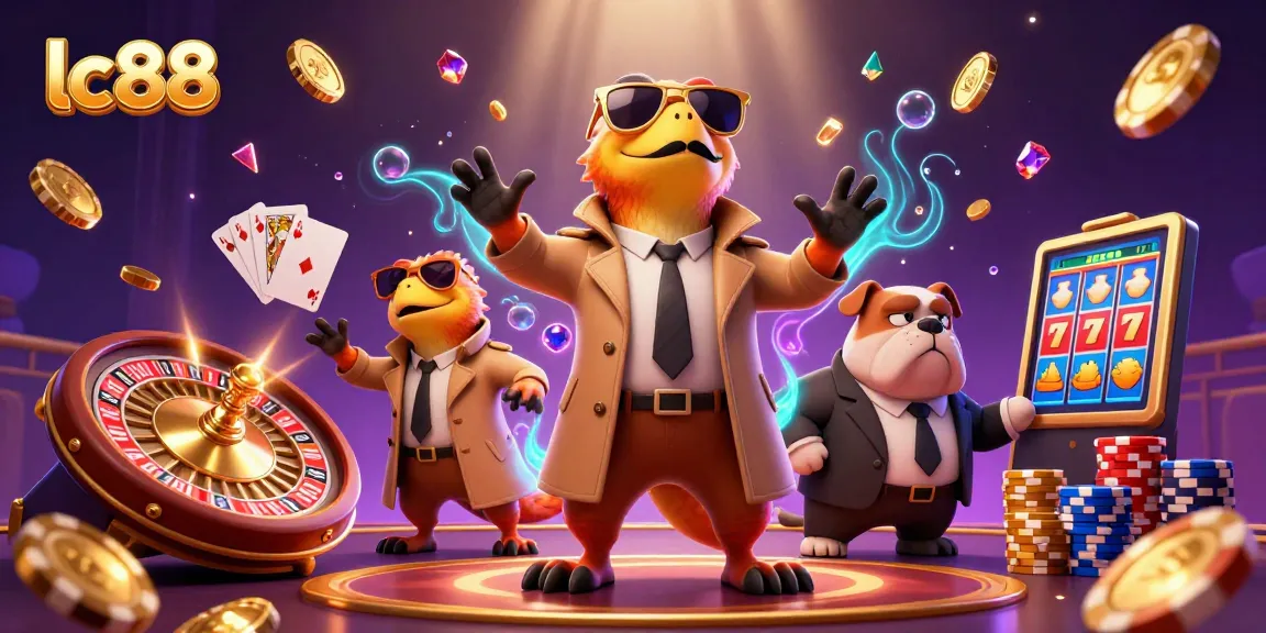 Experience thrilling bets with lc88 at this vibrant VIP casino scene featuring playful raptors.