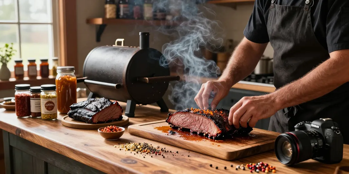Premium smoked meats preparation at Moe's Smoke Shop, showcasing rokok88 quality ingredients.