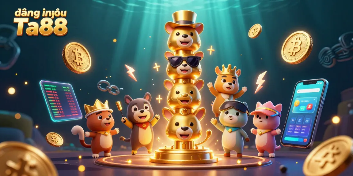 Login to TA88 with excitement as dynamic 3D casino elements surround a playful totem.