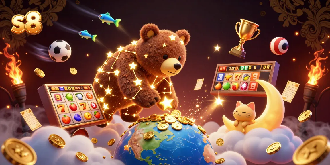 Scoop coins while playing slots and sports at s8, a dynamic casino environment with vibrant visuals.