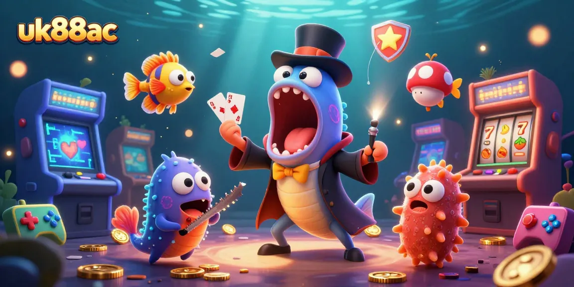 Experience thrilling action with uk88ac's underwater casino magic featuring card tricks and vibrant gaming elements.