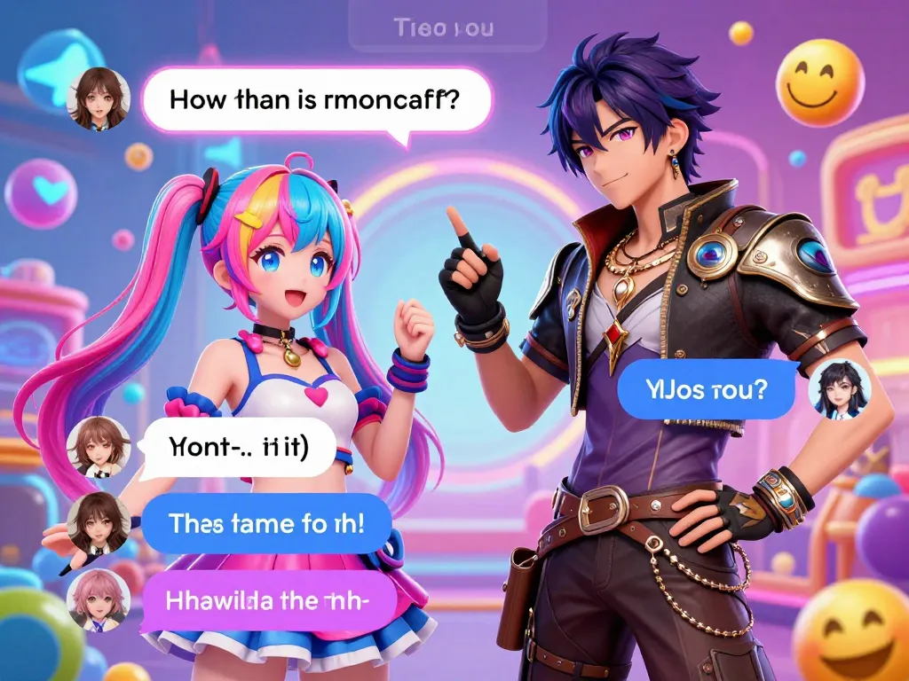 Engaging hentai AI chat featuring vibrant anime characters in a lively digital conversation.
