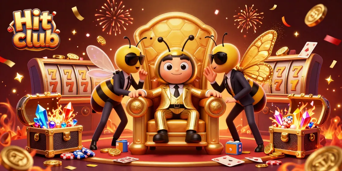 Experience the thrill of Hit club's vibrant gaming scene with a bumblebee mob boss and dazzling casino elements.