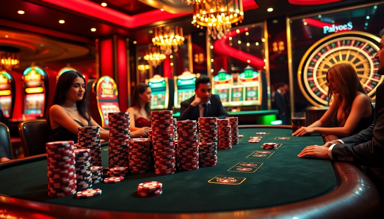 Engaging poker players enjoying a game with du 88 chips in a luxurious casino atmosphere.
