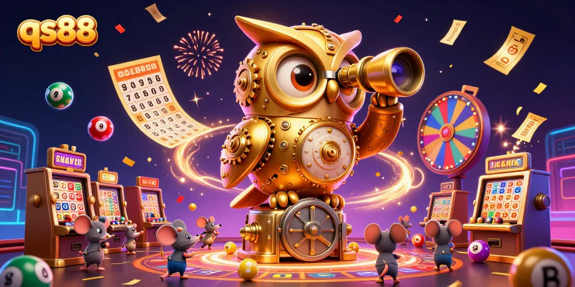 Experience exciting gameplay at qs88 with a vibrant 3D casino scene featuring a golden owl and dynamic elements.