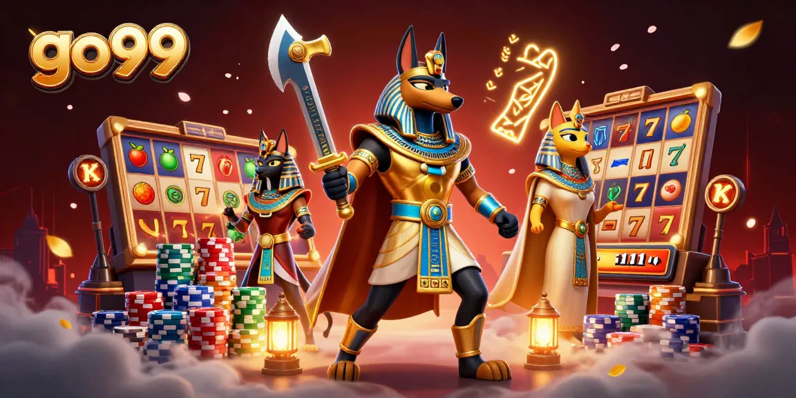 Experience thrilling gameplay at go99 with an ancient Egyptian theme featuring animated slot reels.