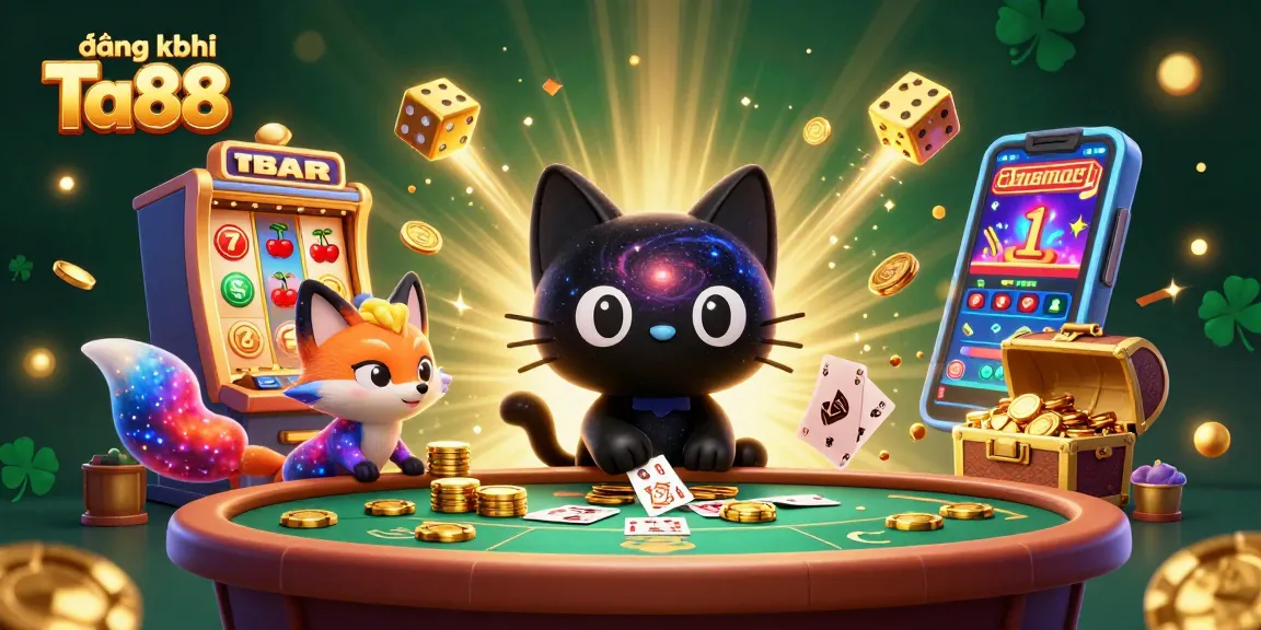 Engage with đăng ký Ta88 at a cosmic casino, featuring vibrant characters and exciting game elements.