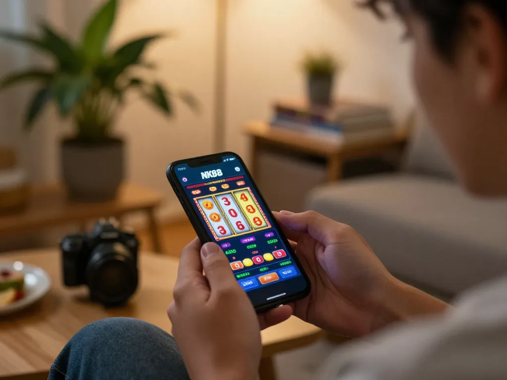 Engage with NK88 casino app featuring exciting slots during a mobile gaming session
