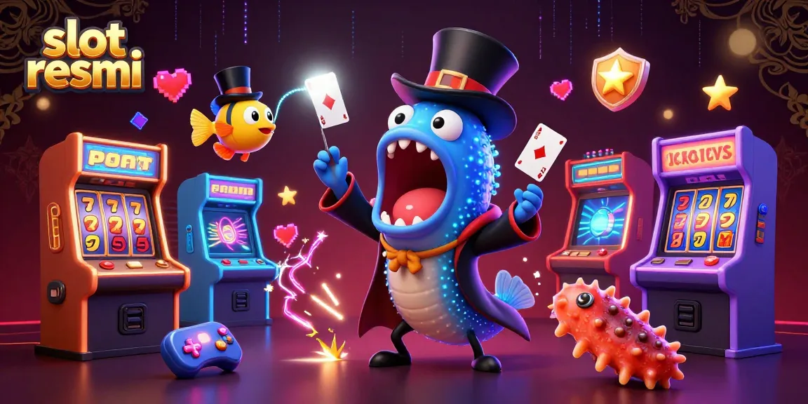 Spin to win with slot resmi at lively a colorful casino illustration featuring unique sea creatures.