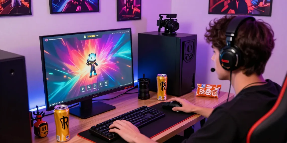 rogok88 login in a vibrant gaming setup with desktop, snacks, and LED lights for an exciting experience