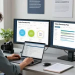 Understanding cyber essentials vs cyber essentials plus in a modern cybersecurity workspace.